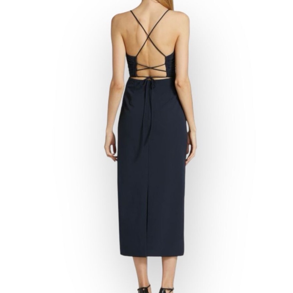 Cinq a Sept navy cut out Dress with Spaghetti Straps and open back 8 nwt Judy